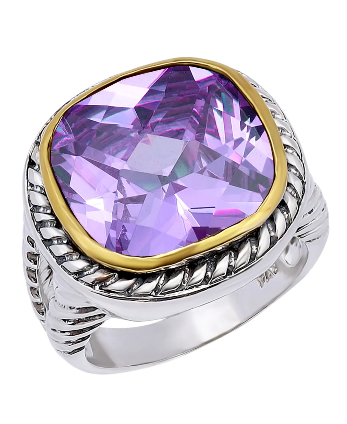 Cushion Cut Bezel Lavender Cubic Zirconia Oxidized Twist Statement Ring by Macy's