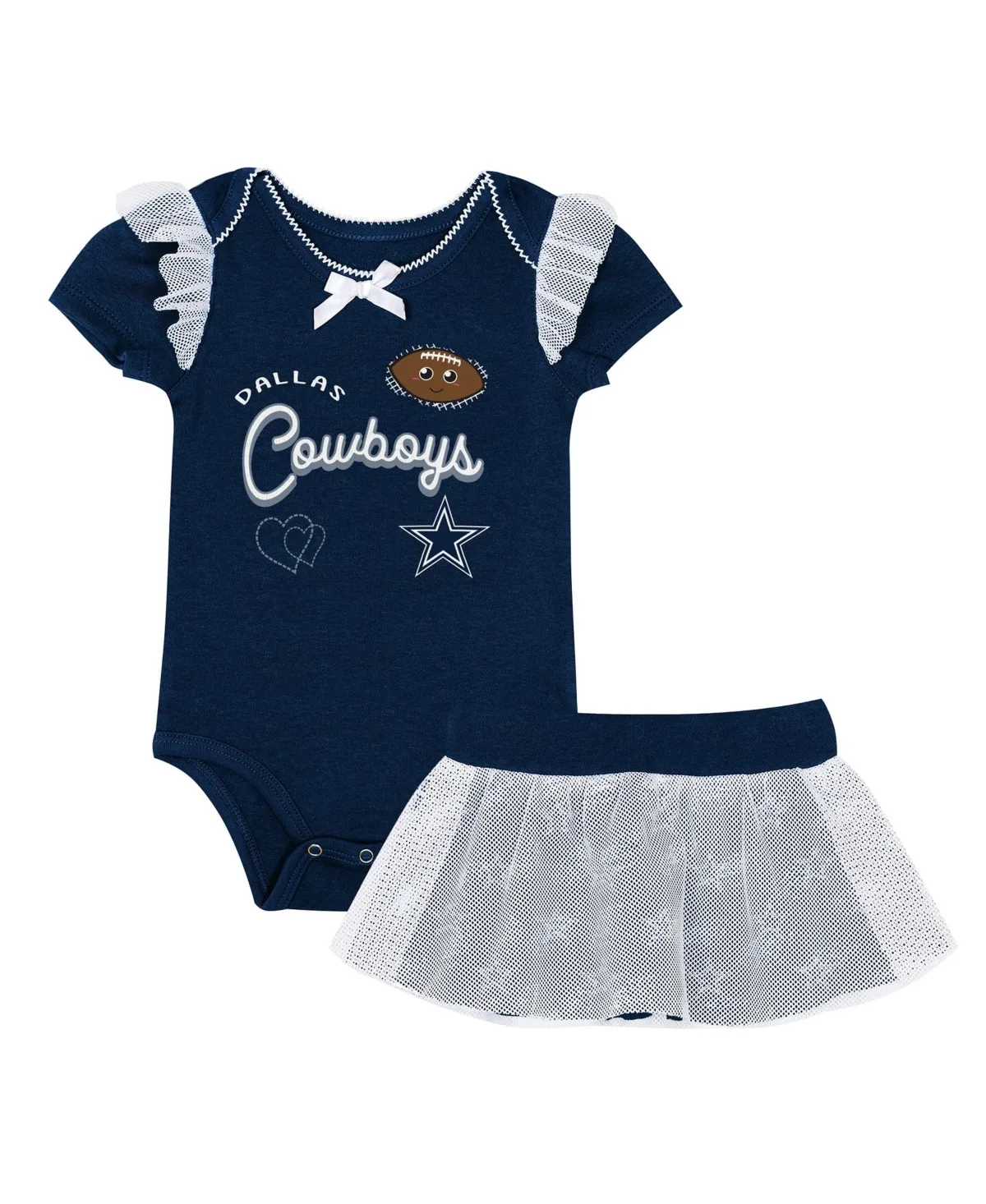 Dallas Cowboys Melted Hearts Creeper and Skirt Set by Outerstuff