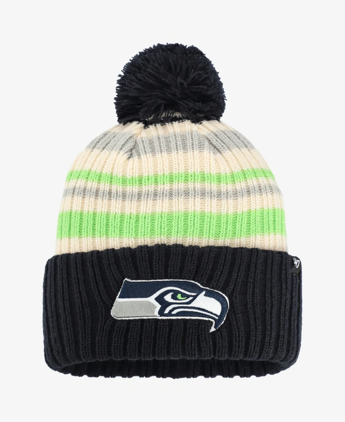 Seattle Seahawks Snow Fort Cuffed Knit Pom Hat by 47 Brand