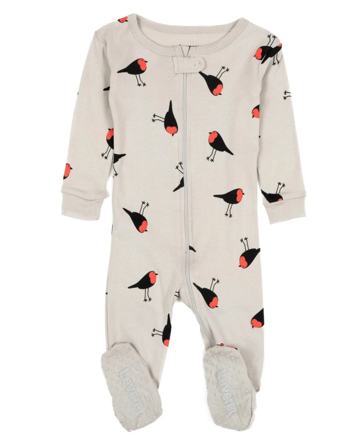 Matching Family One-Piece Cotton Sleep and Play Footed Pajamas - Birds Off-White by Leveret