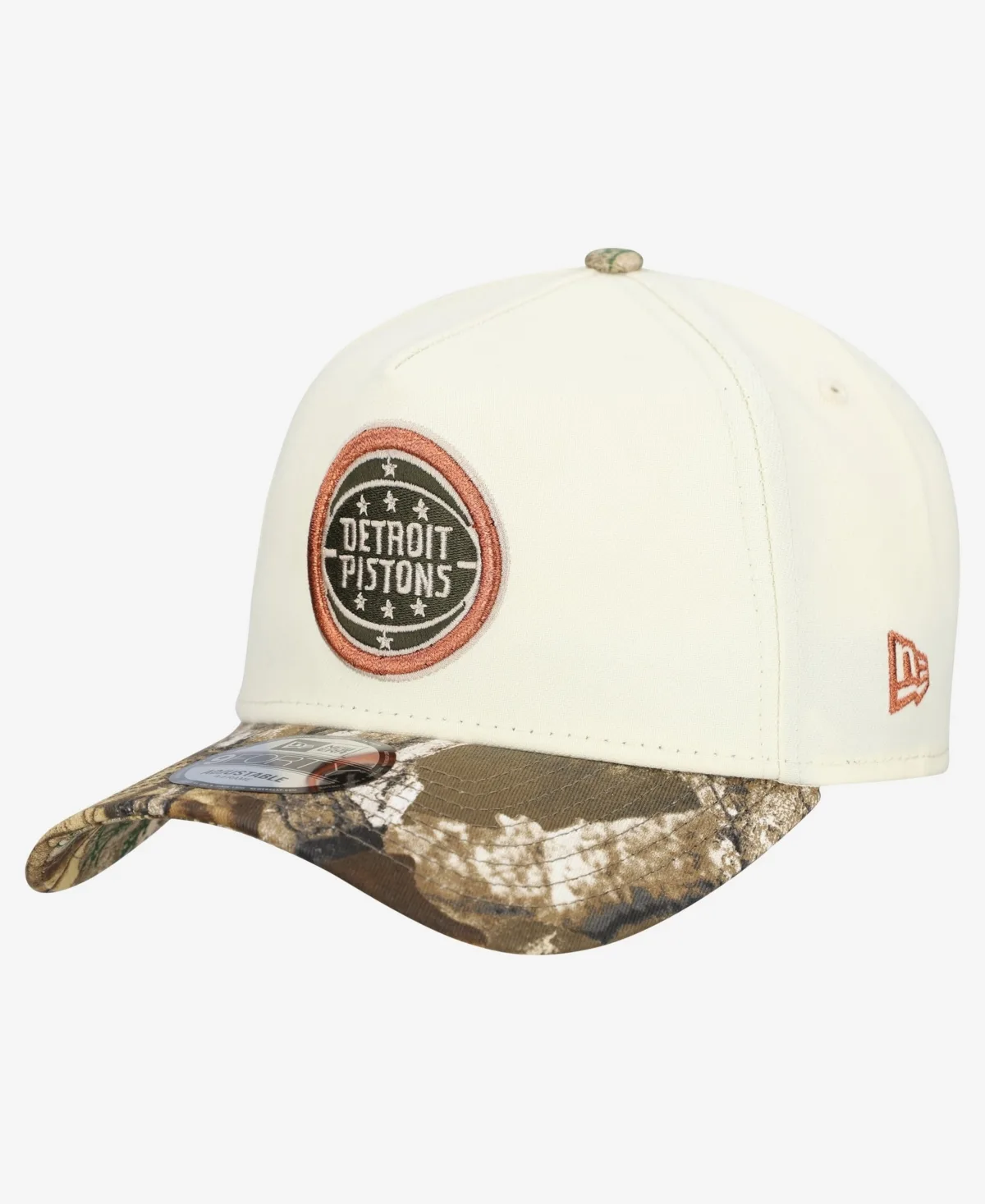 Detroit Pistons Realtree Chrome Two-Tone 9FORTY A-Frame Adjustable Hat by New Era