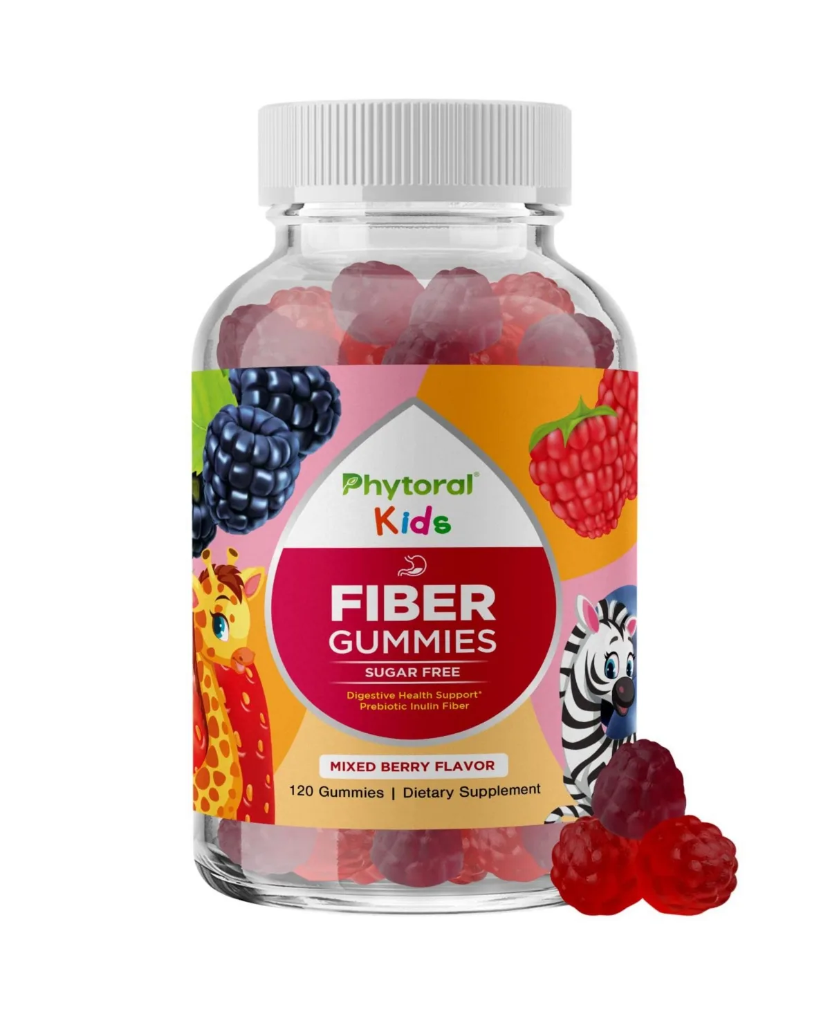 Prebiotic Fiber Gummies, 4g Chicory Root Fiber Per Serving, Sugar-Free, 120 Count by Phytoral