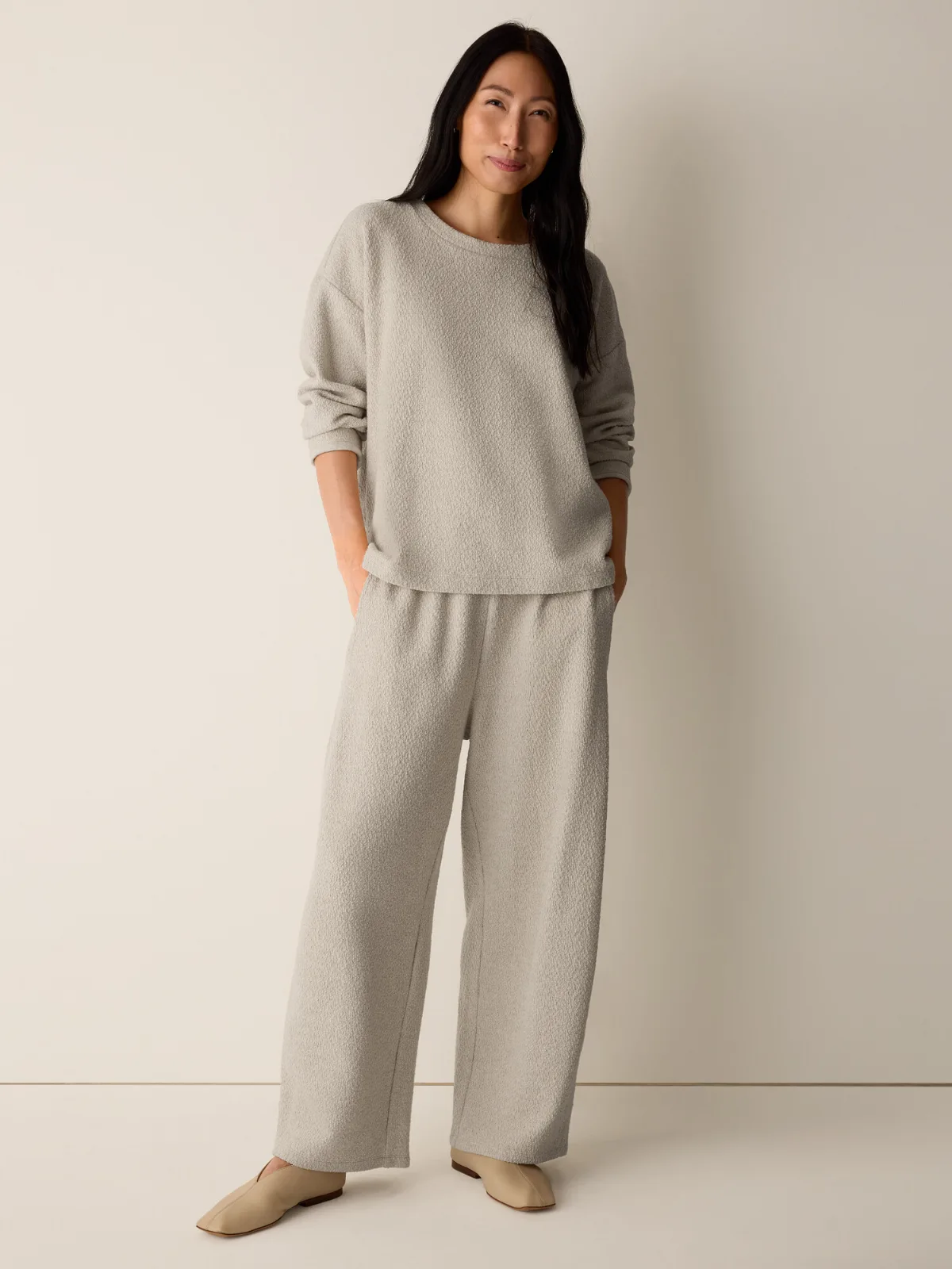 Organic Cotton Boucle Knit Barrel Pant by EILEEN FISHER