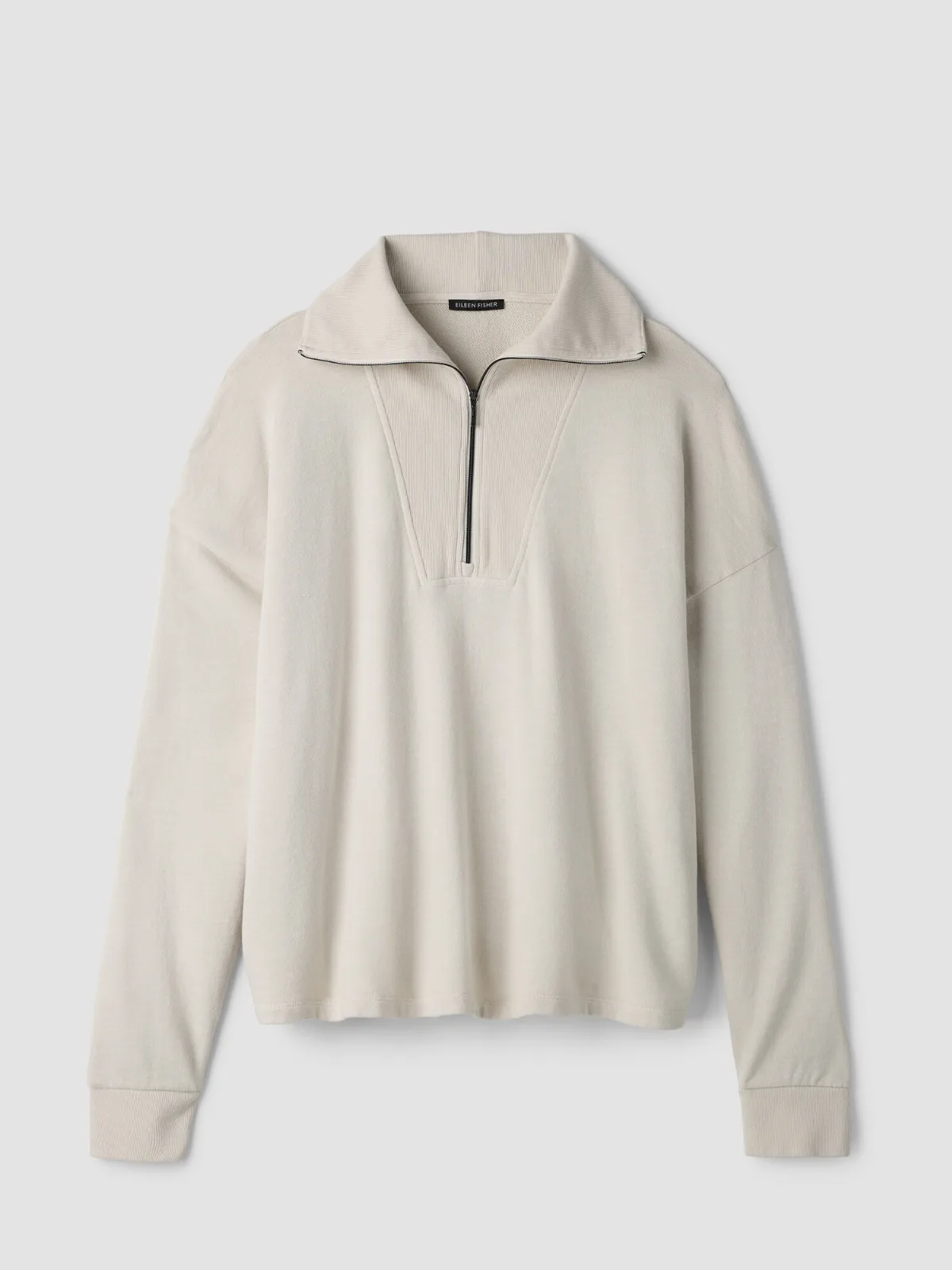 Garment-Dyed Organic Cotton Terry Zip Top by EILEEN FISHER