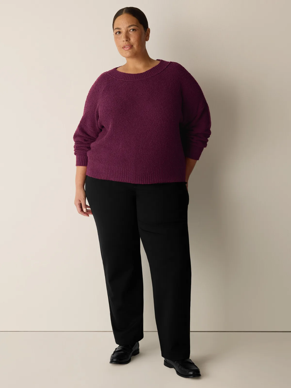 Cotton Fluff Crew Neck Top by EILEEN FISHER
