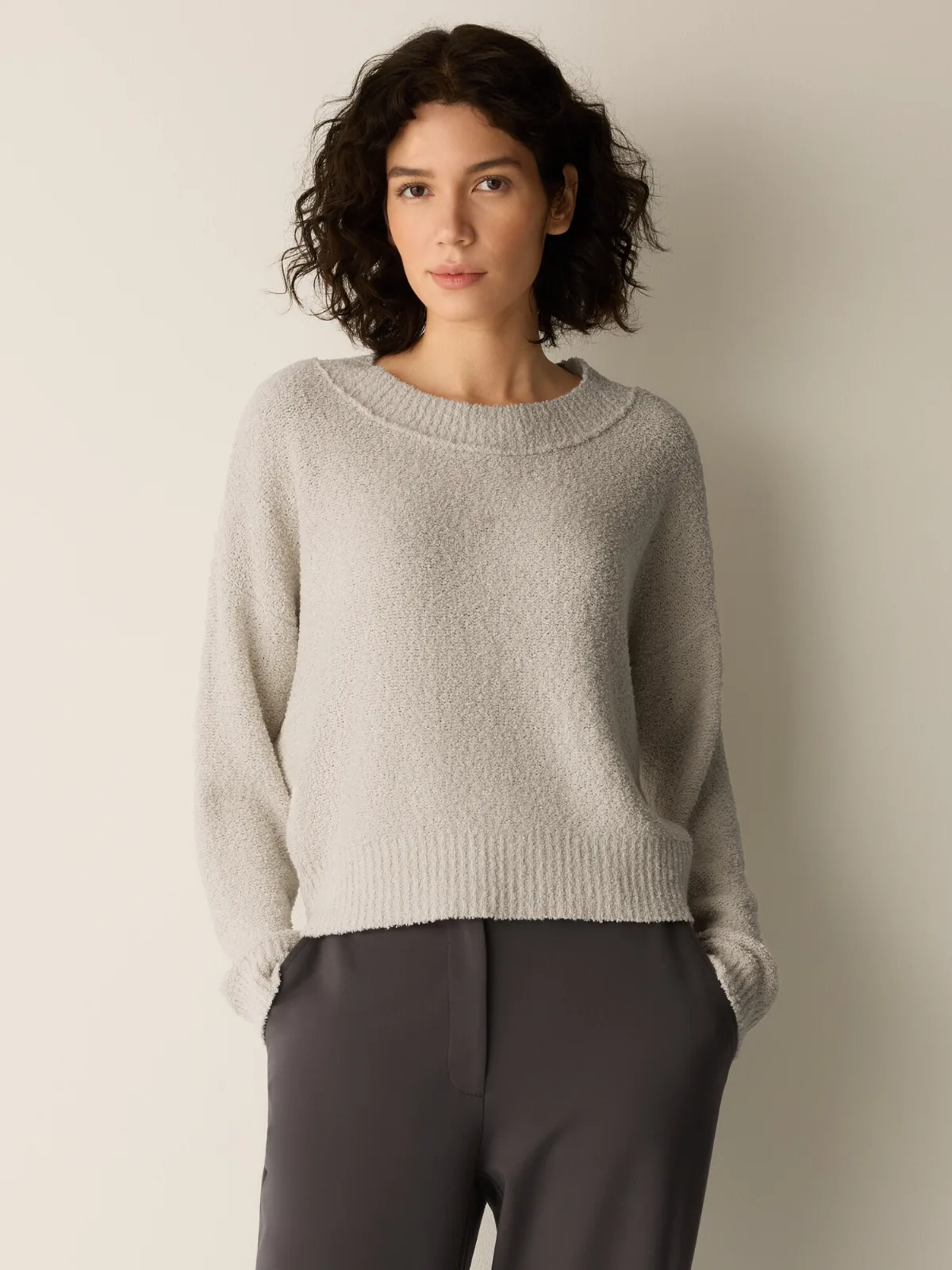 Cotton Fluff Crew Neck Top by EILEEN FISHER