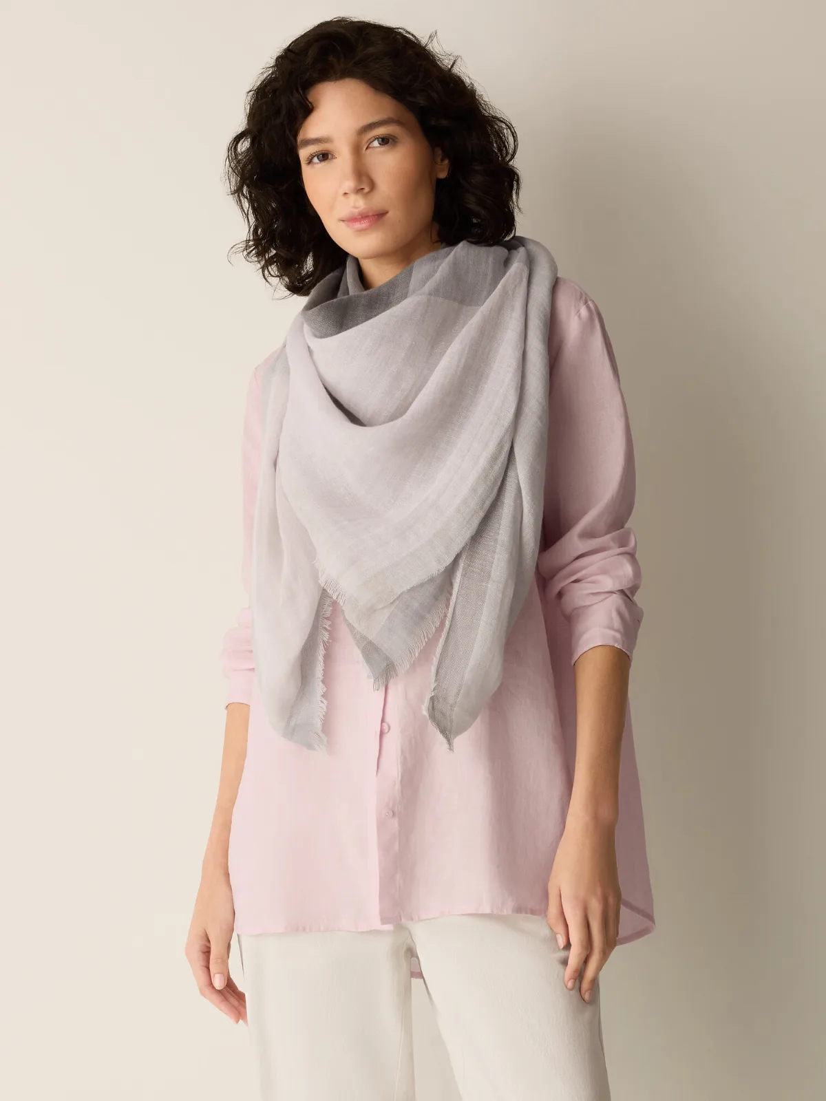Organic Linen Cotton Check Scarf by EILEEN FISHER