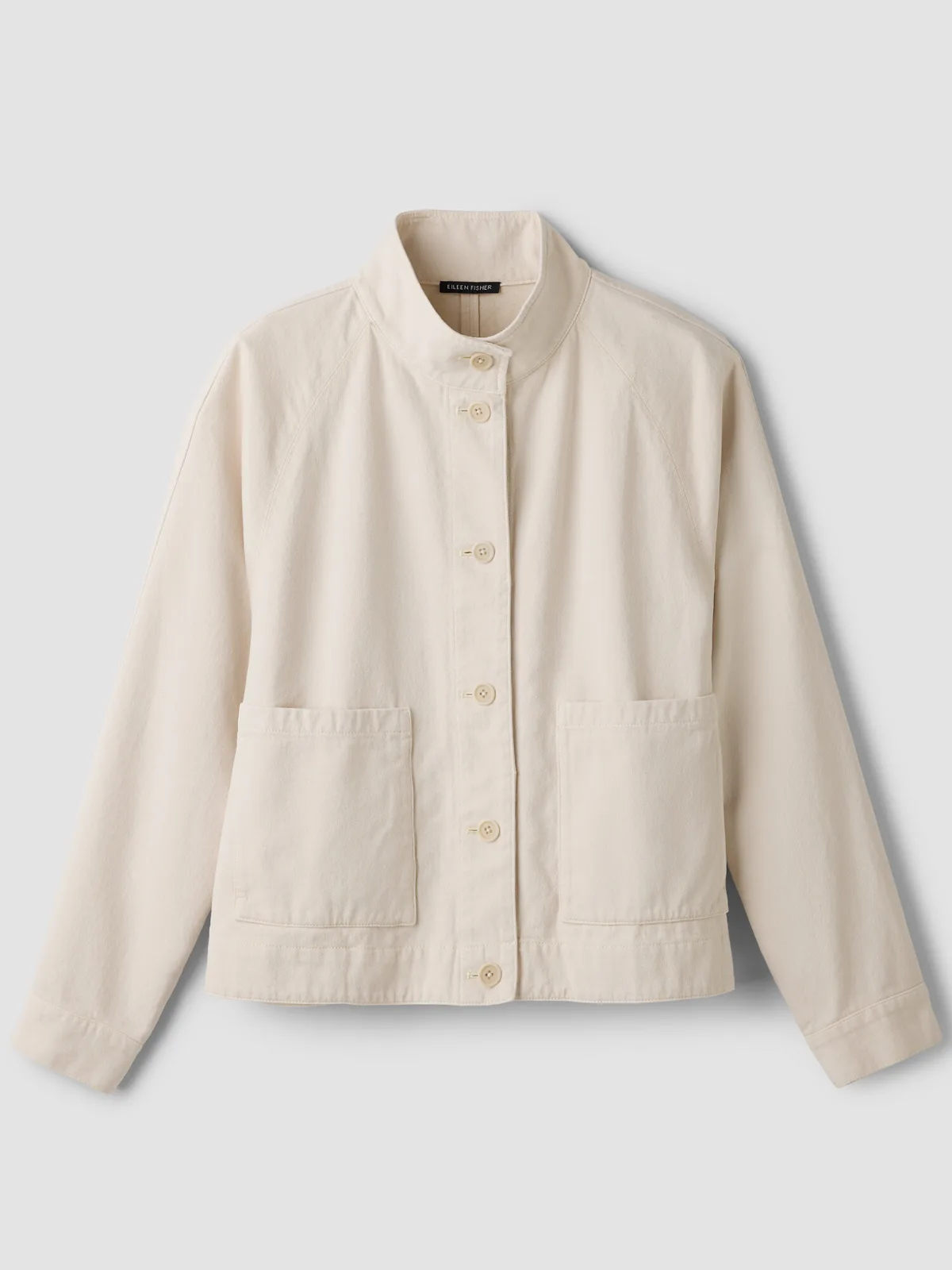 Garment-Dyed Utility Organic Cotton Stand Collar Jacket by EILEEN FISHER