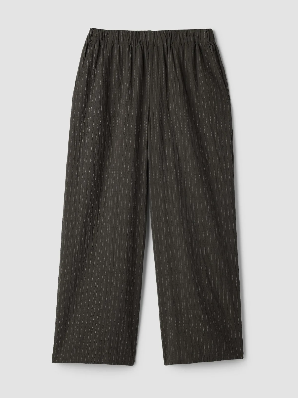 Striped Organic Cotton Twill Wide-Leg Pant by EILEEN FISHER