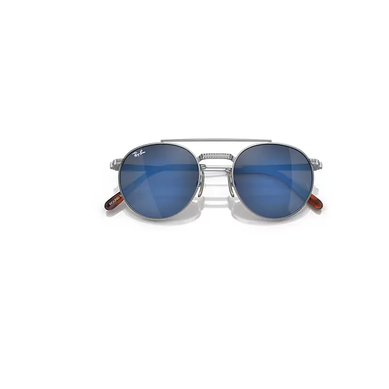 Round II Titanium Sunglasses Silver Frame Grey Lenses by Ray-Ban