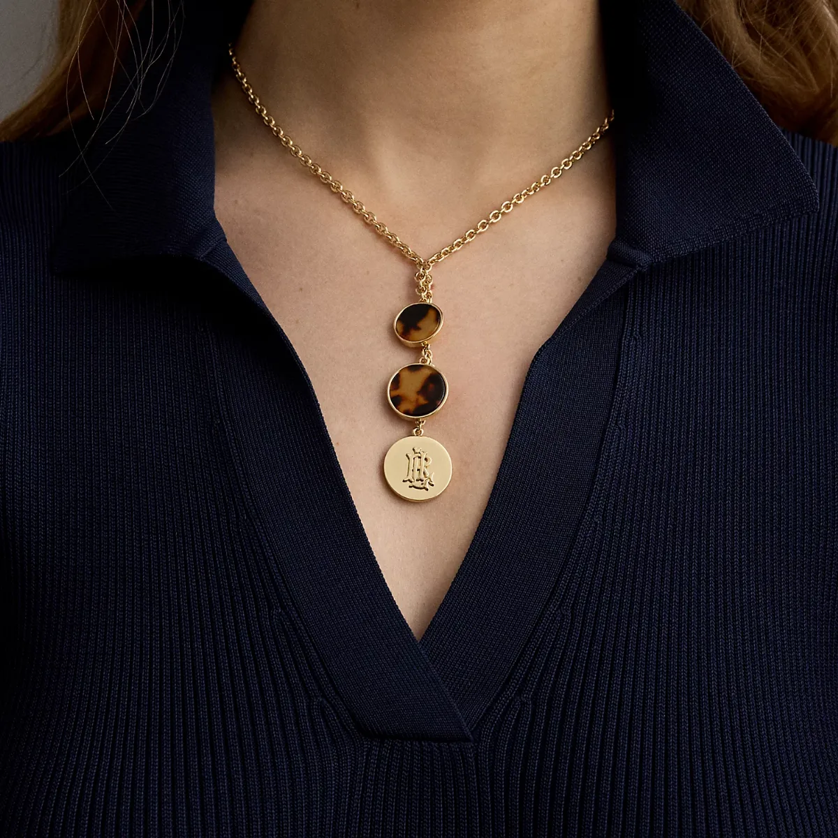 Gold-Plated Tortoiseshell Y-Necklace by Lauren Ralph Lauren