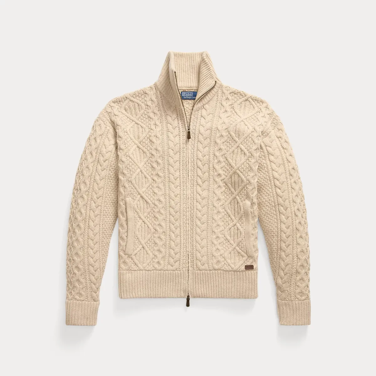 Aran-Knit Wool-Alpaca Full-Zip Jumper