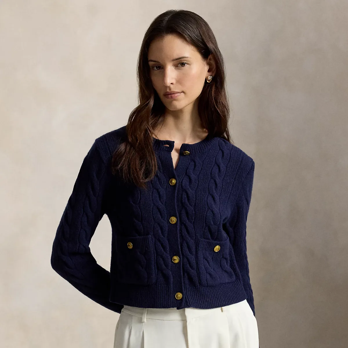 Cable Wool-Cashmere Cardigan by Polo Ralph Lauren