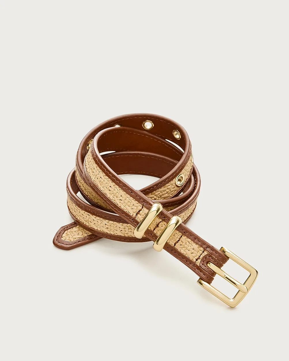 Thin Woven Belt with Leather Trim by J.Crew