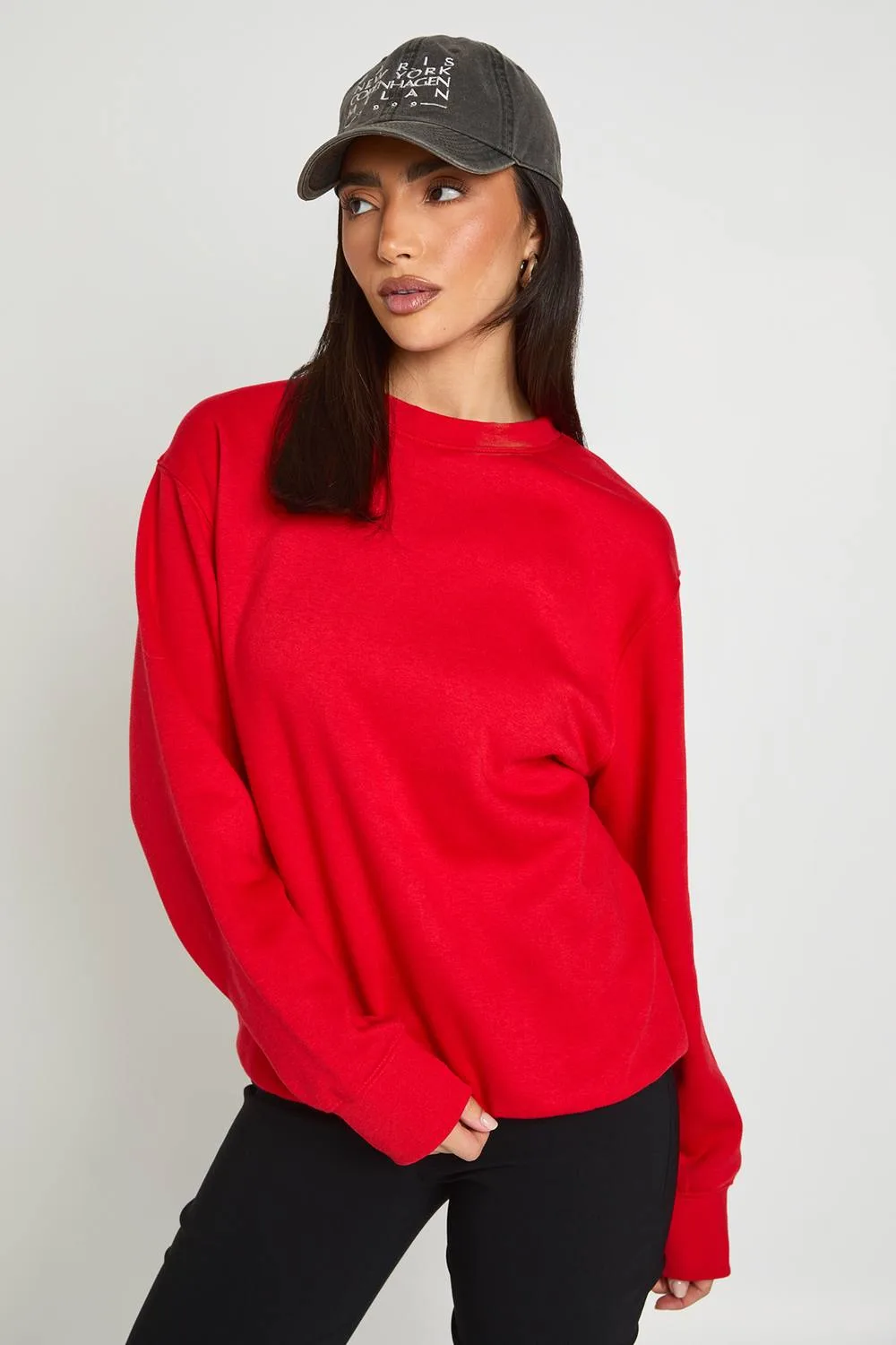 Crew Neck Oversized Sweatshirt by boohoo