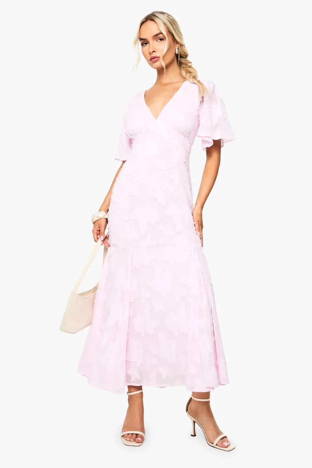 Burnout Floral Angel Sleeve Midaxi Dress by boohoo