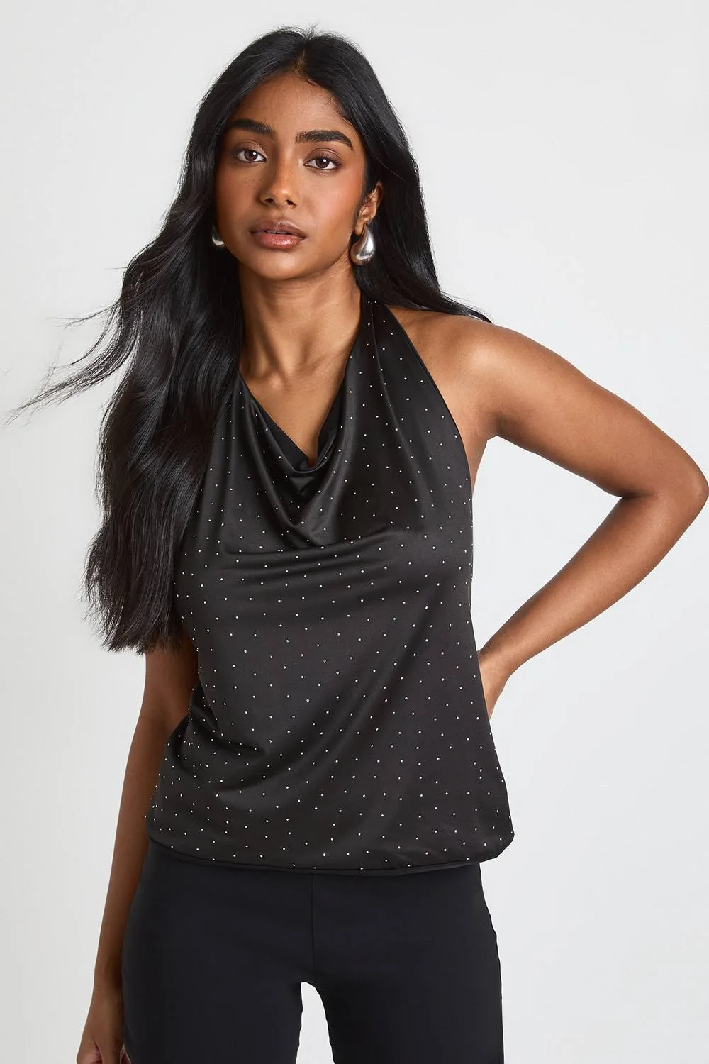 Hotfix Slinky Halterneck Cowl Top by boohoo