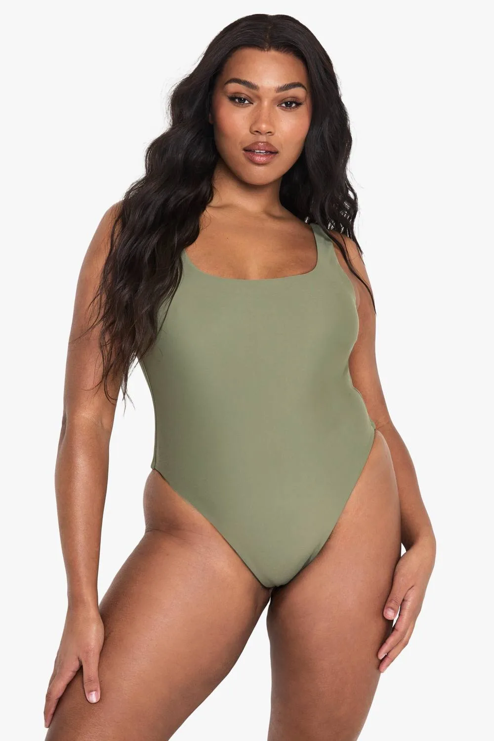 Swimwear Essentials Square Neck Swimsuit by boohoo