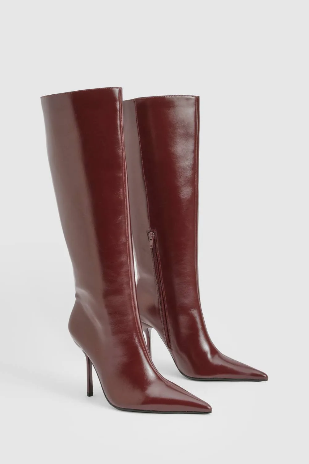 Stiletto Pointed Knee High Boots by boohoo