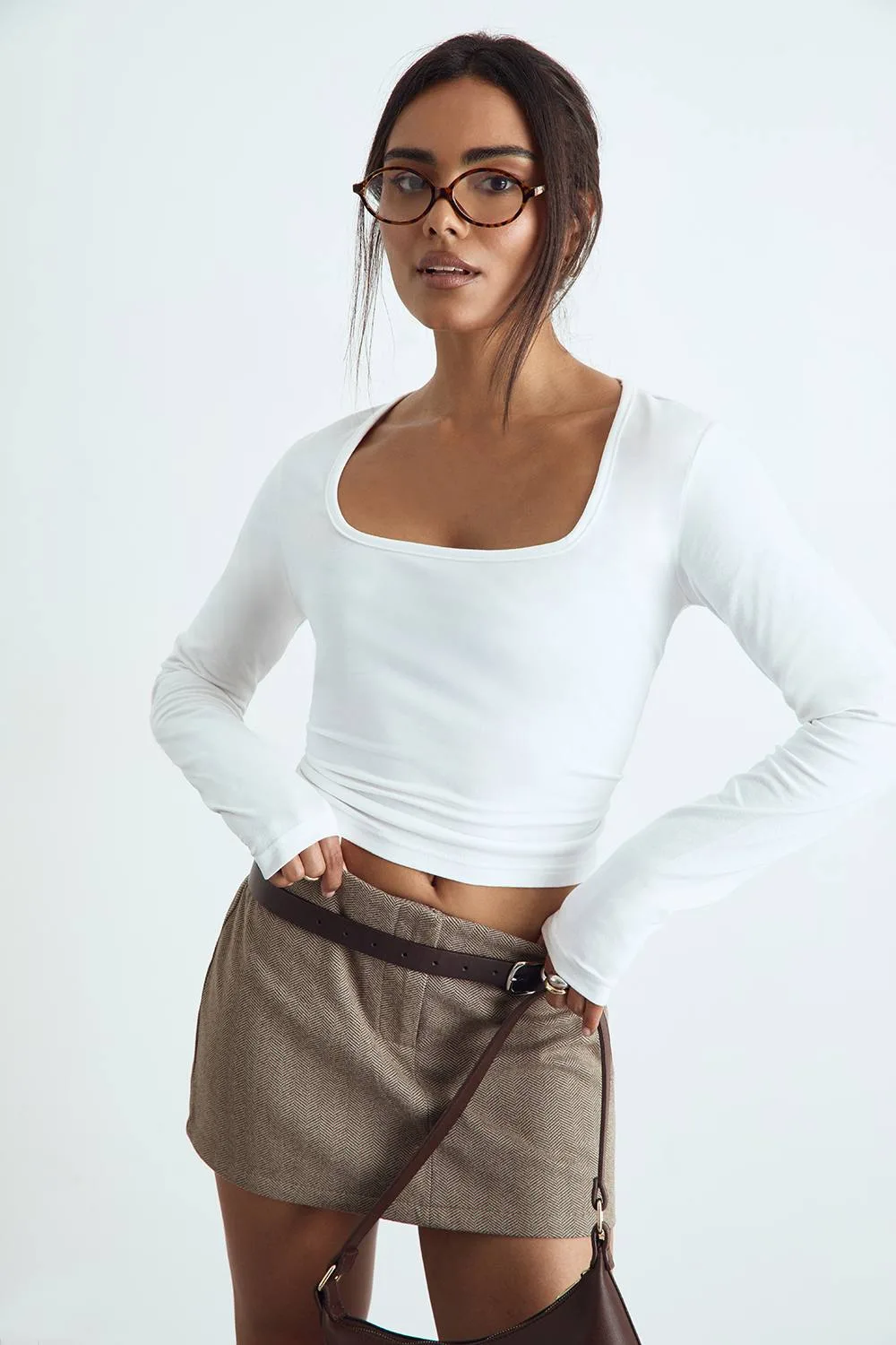 Basic Square Neck Long Sleeve Top by boohoo