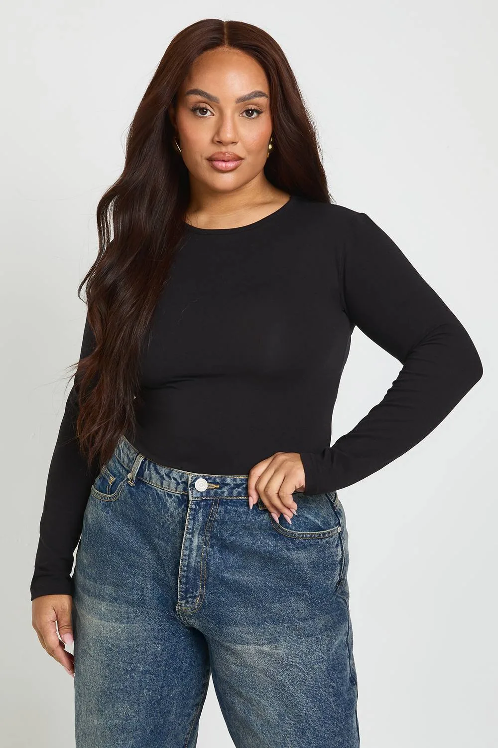 Long Sleeve Crew Neck Bodysuit by boohoo