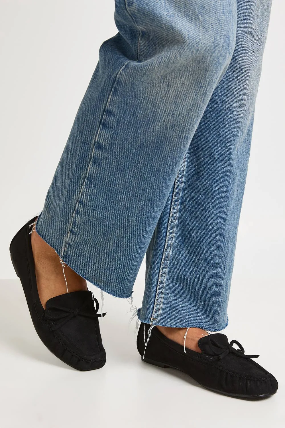 Wide Fit Ruched Bow Detail Loafers by boohoo