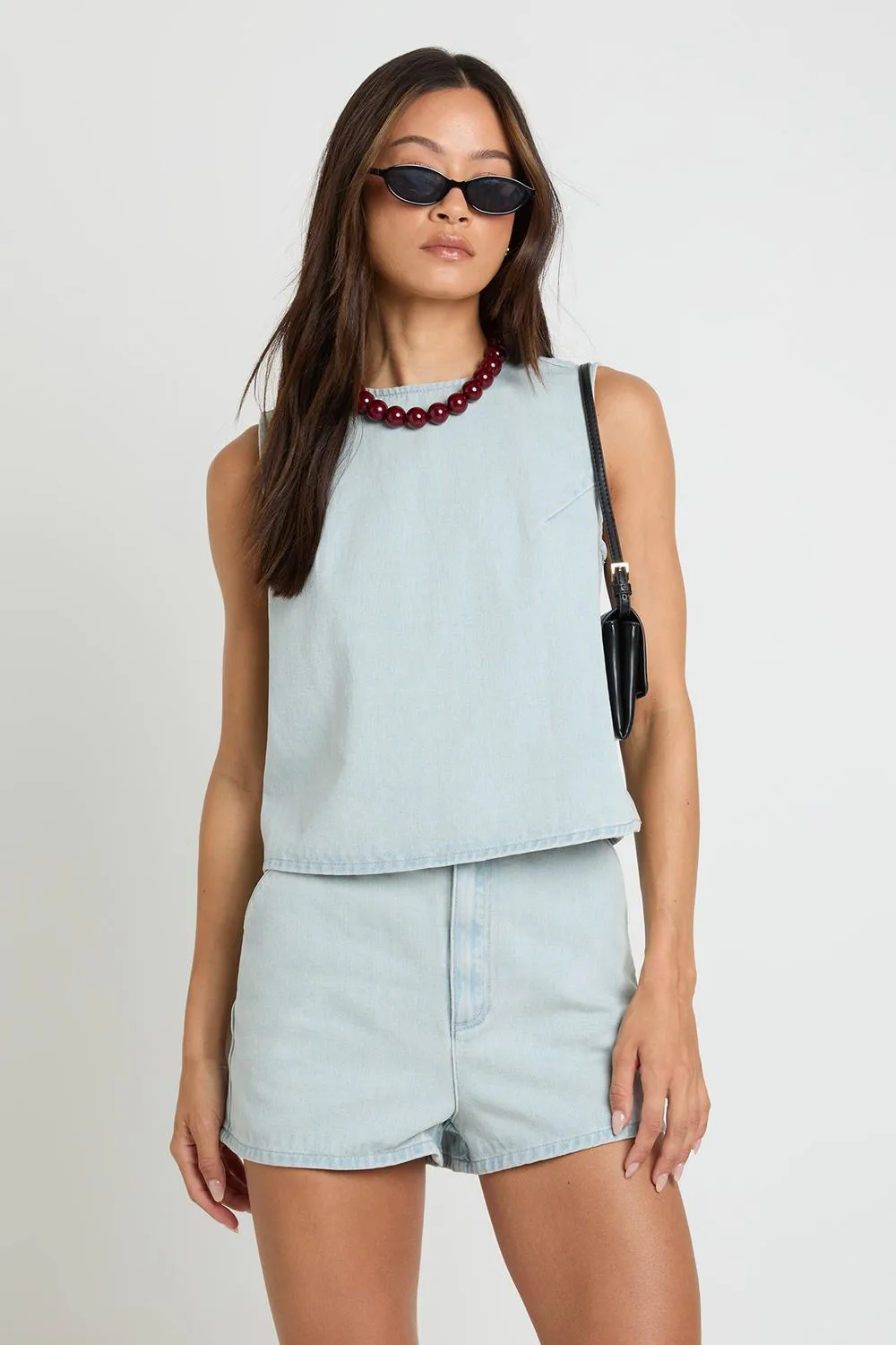 Boxy Denim Vest Top by boohoo