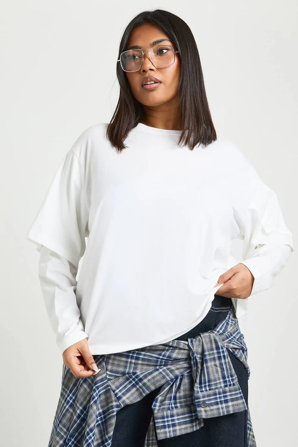 2 in 1 Long Sleeve T-Shirt by boohoo