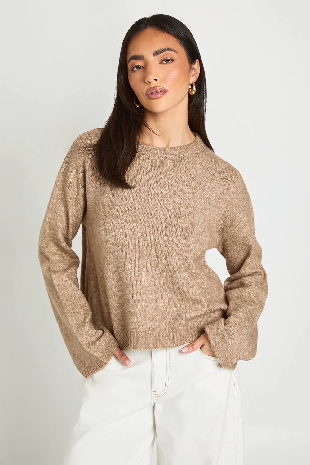 Super Soft Crew Knitted Jumper by boohoo