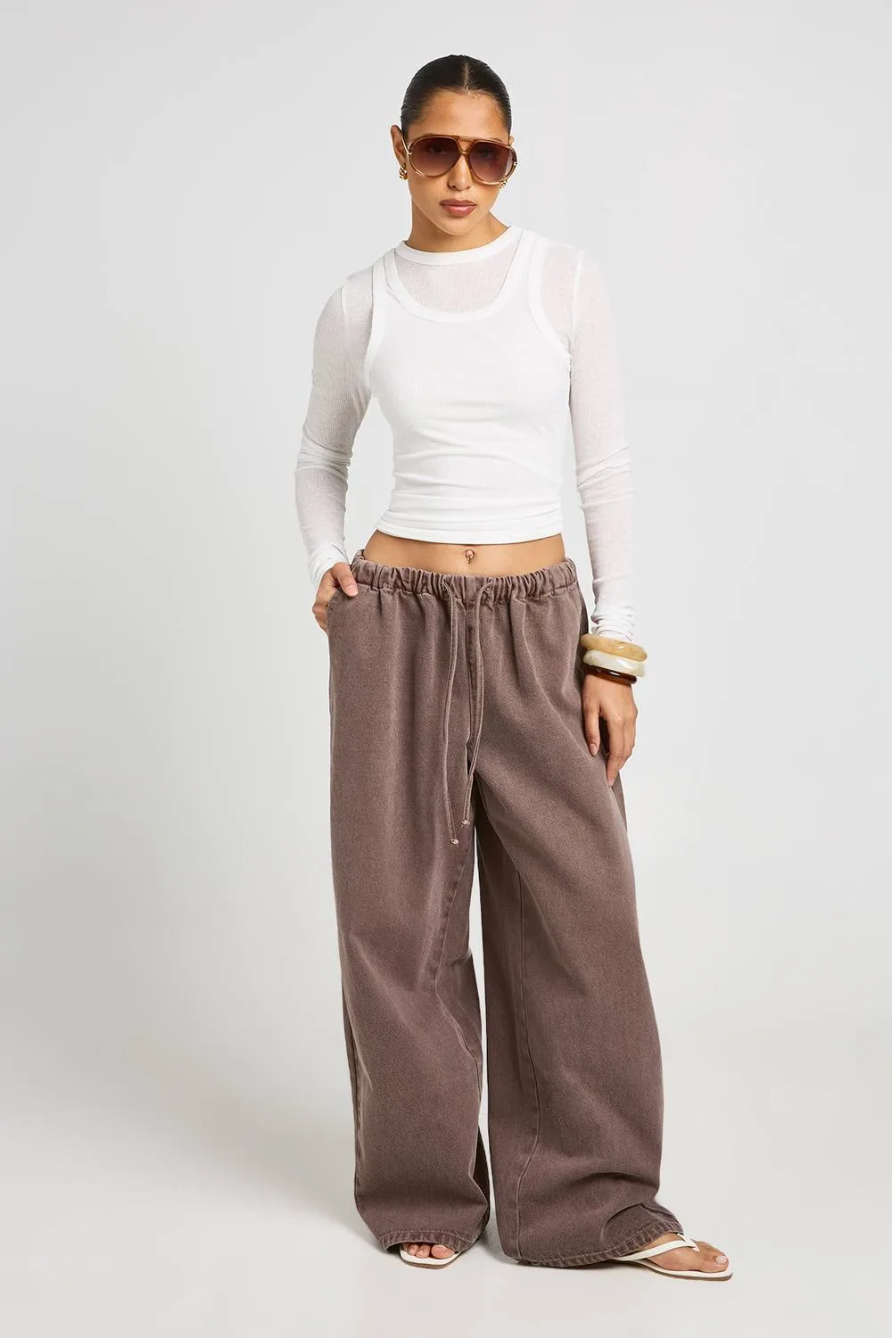 Elasticated Waistband Wide Leg Jean by boohoo