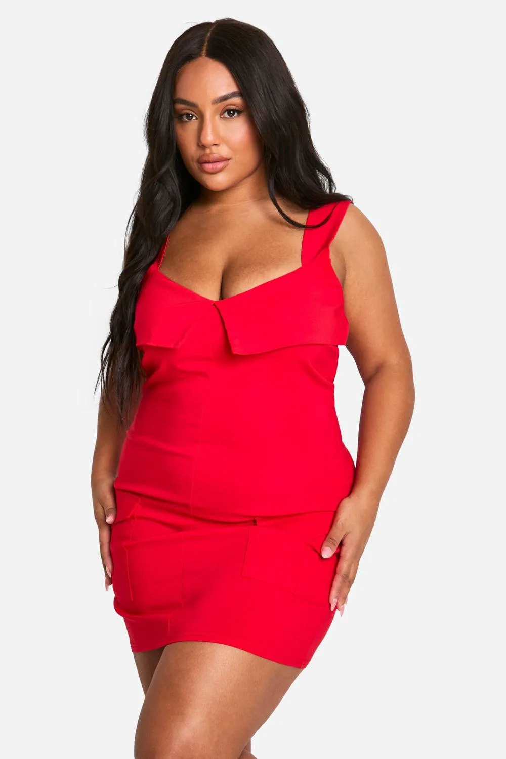 Bengaline Fold Detail Utility Bodycon Dress by boohoo