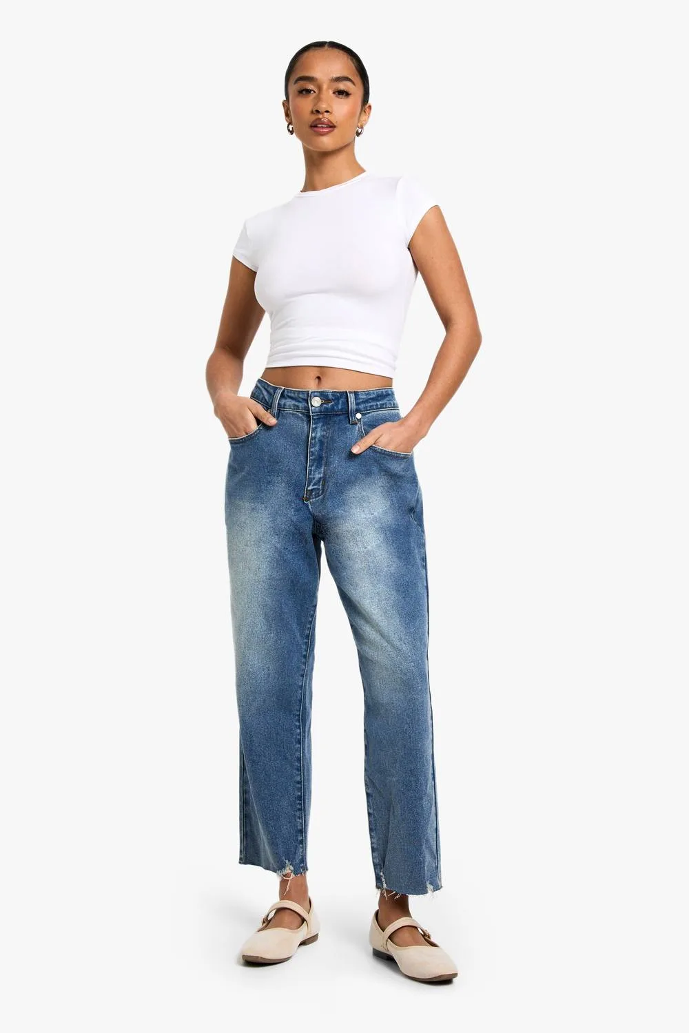 The Petite High Waist Mom Jean by boohoo