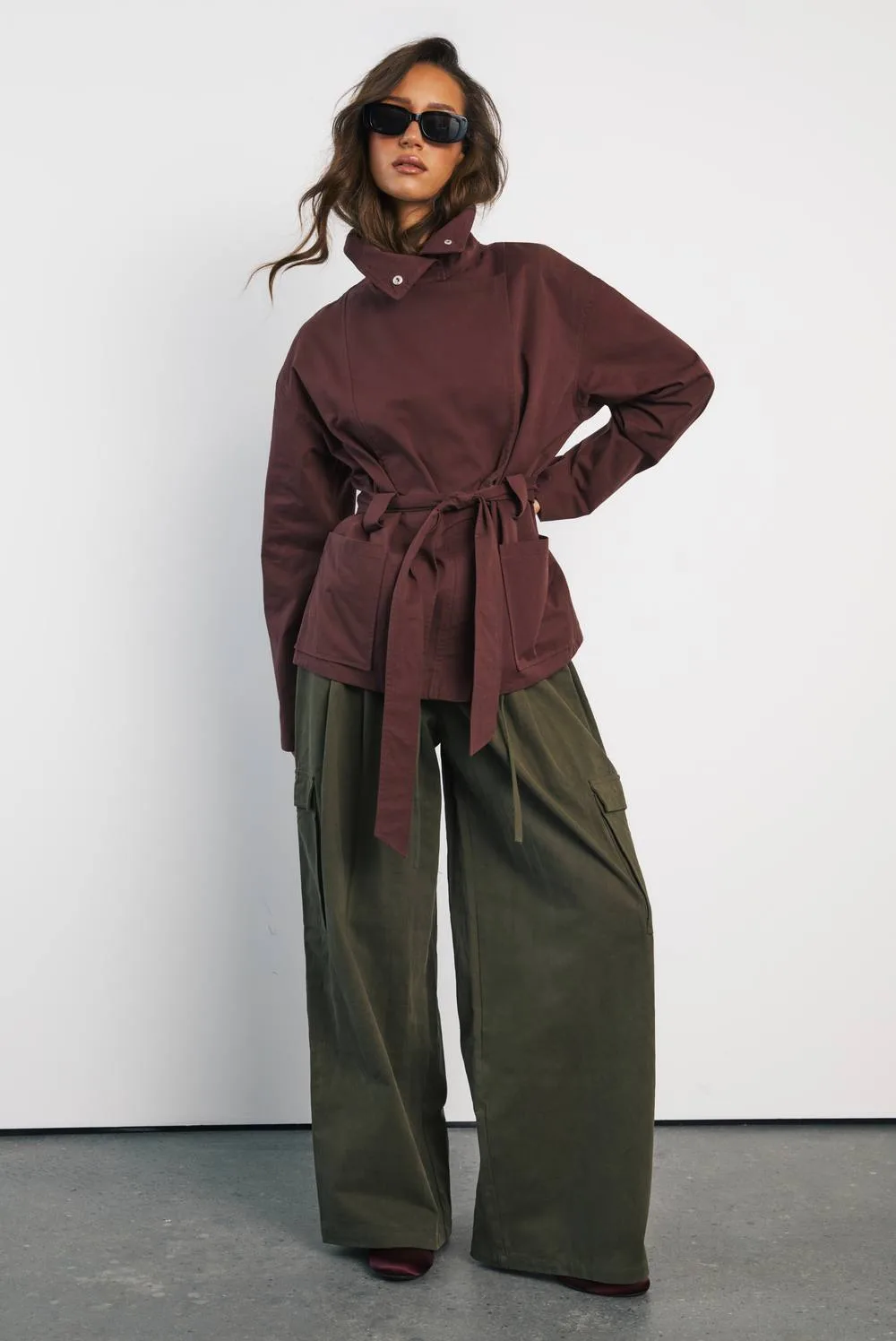 Belted Short Trench Coat by boohoo