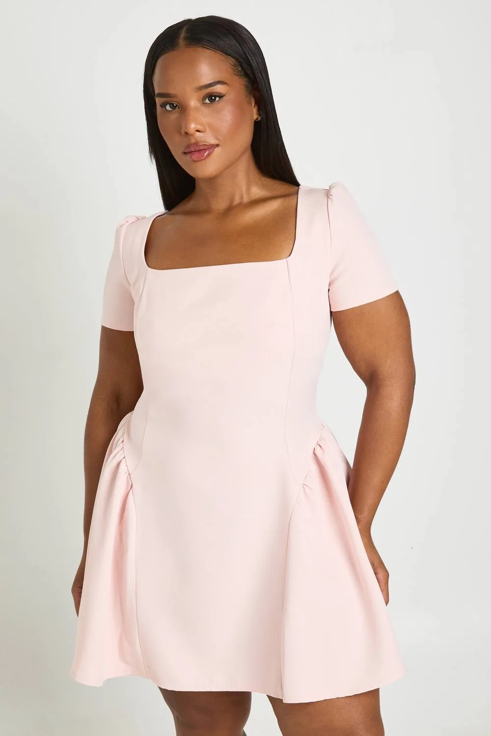 Puff Sleeve Skater Dress by boohoo