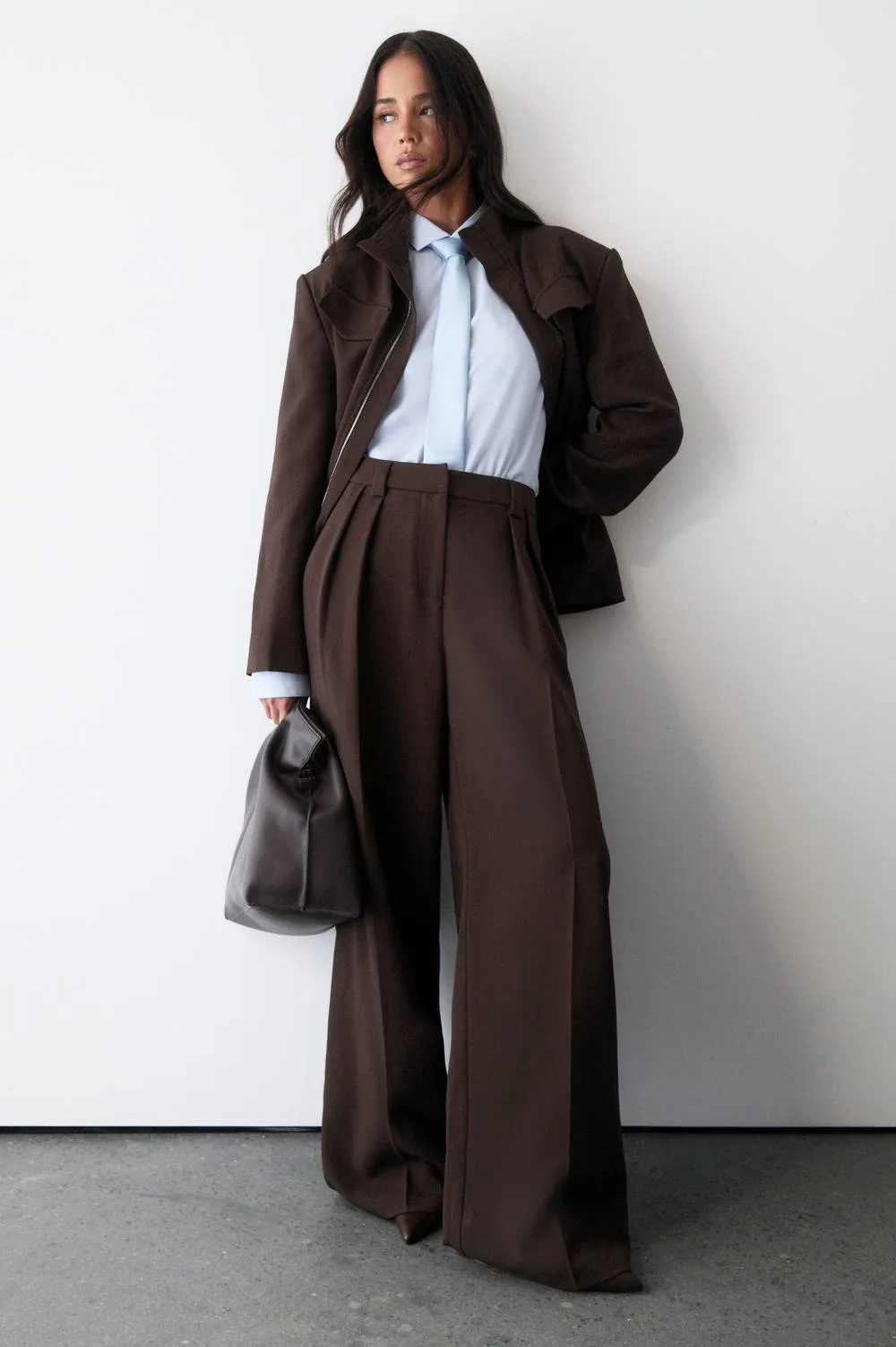 Pleated Wide Leg Trouser by boohoo