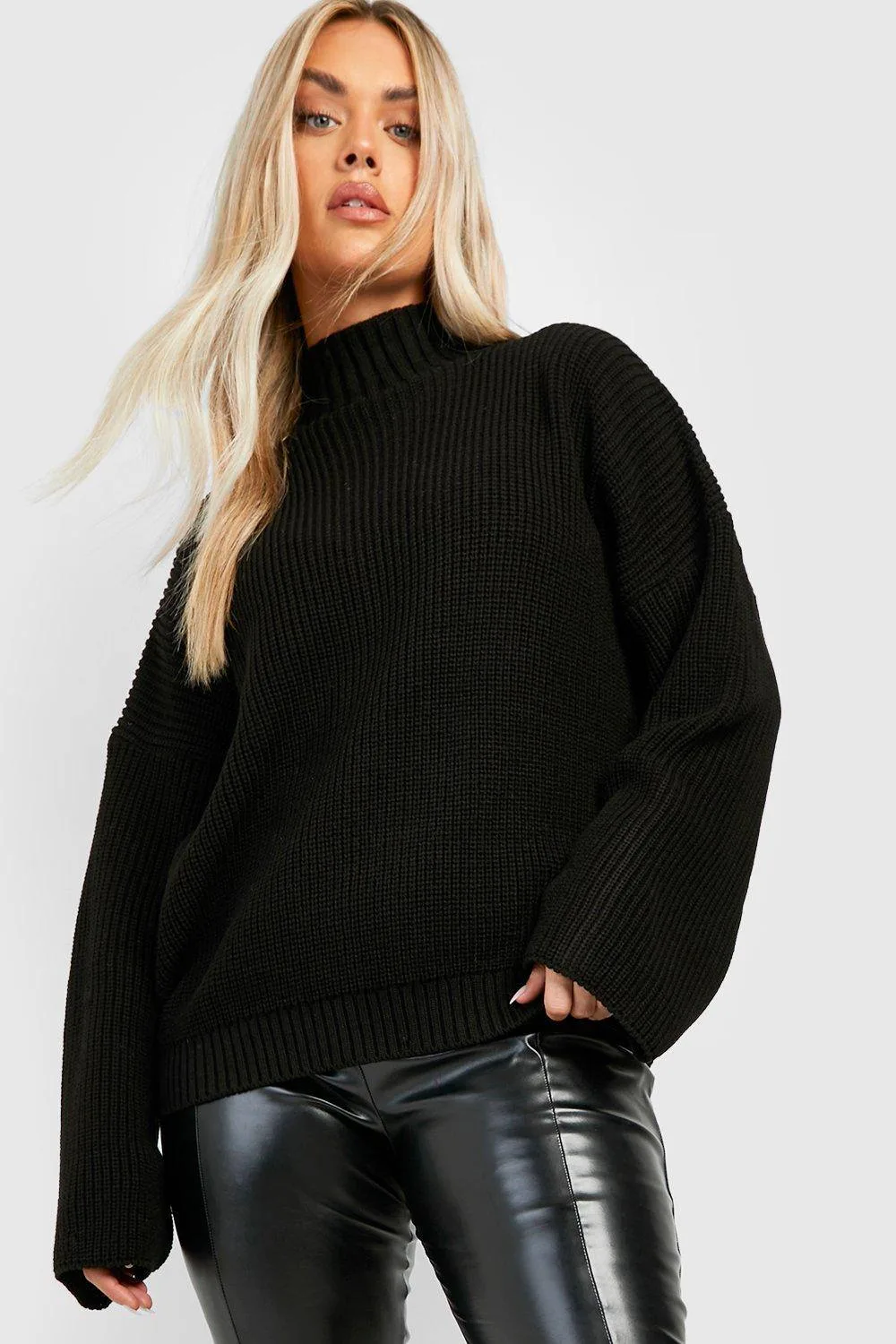 Knitted Funnel Neck Jumper by boohoo