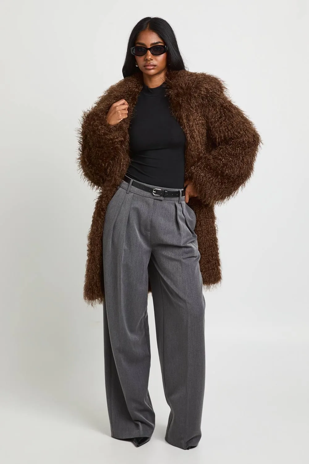 Midi Mongolian Faux Fur Jacket by boohoo