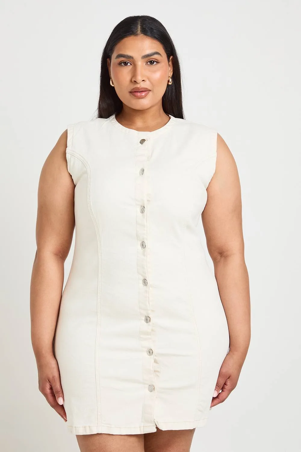 Seam Detail Button Down Mini Dress by boohoo