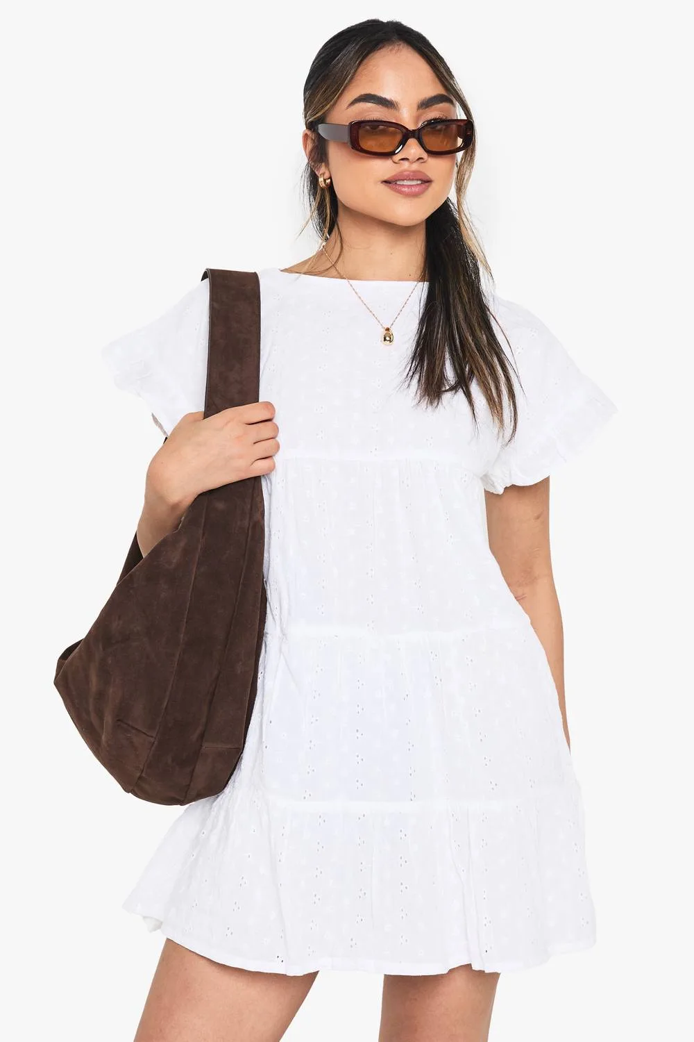 Embroidered Smock Playsuit by boohoo