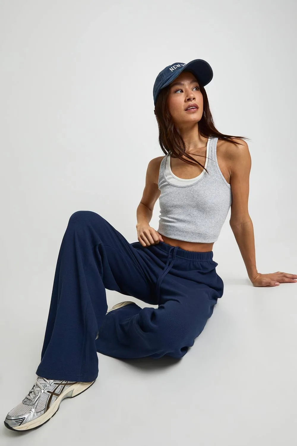 Rib Wide Leg Trouser by boohoo