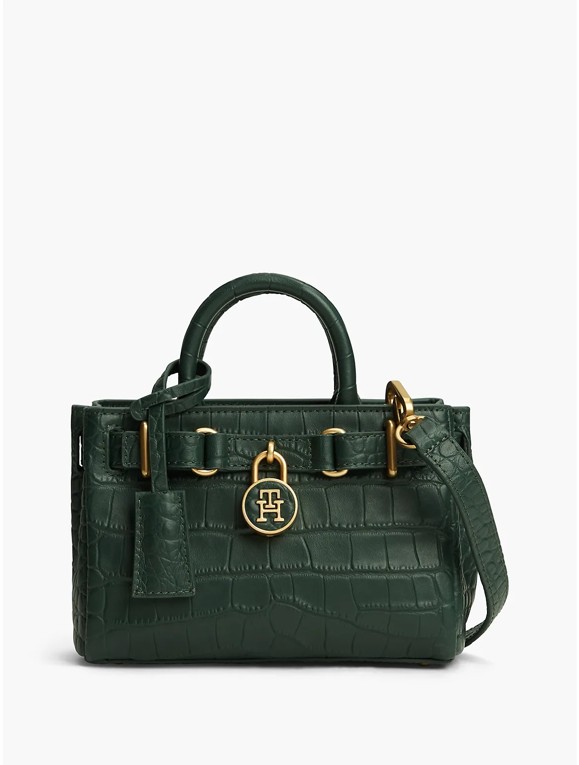 Croc-Embossed Leather Micro Tote Bag by Tommy Hilfiger