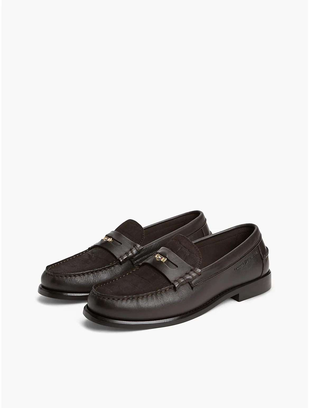 Leather and Embossed Suede Penny Loafer by Tommy Hilfiger
