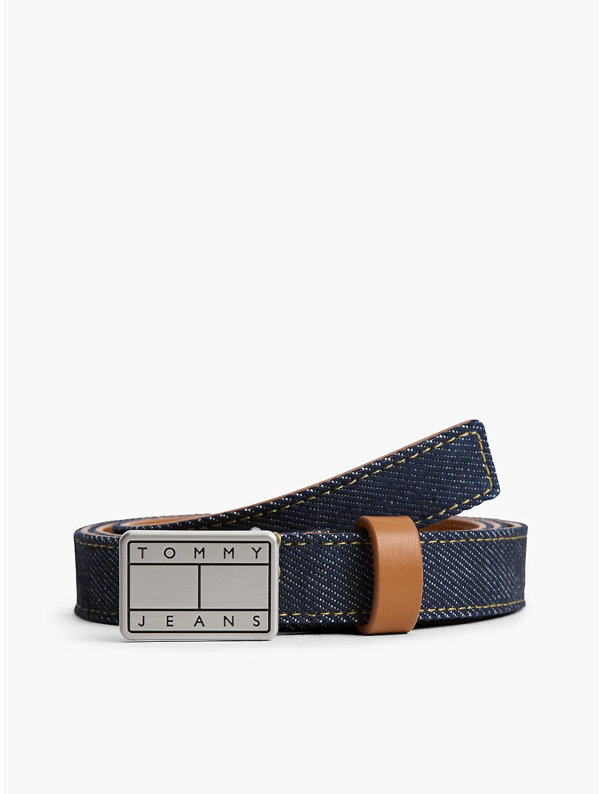 Tommy Jeans Badge Buckle Denim Belt by Tommy Hilfiger