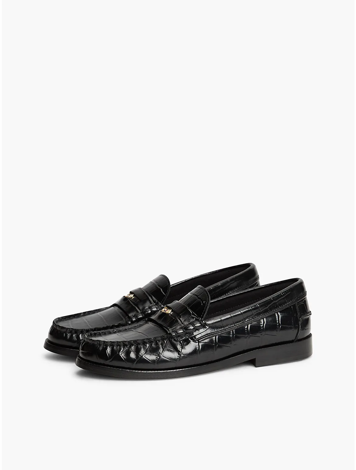 Croc-Embossed Leather Penny Loafer by Tommy Hilfiger