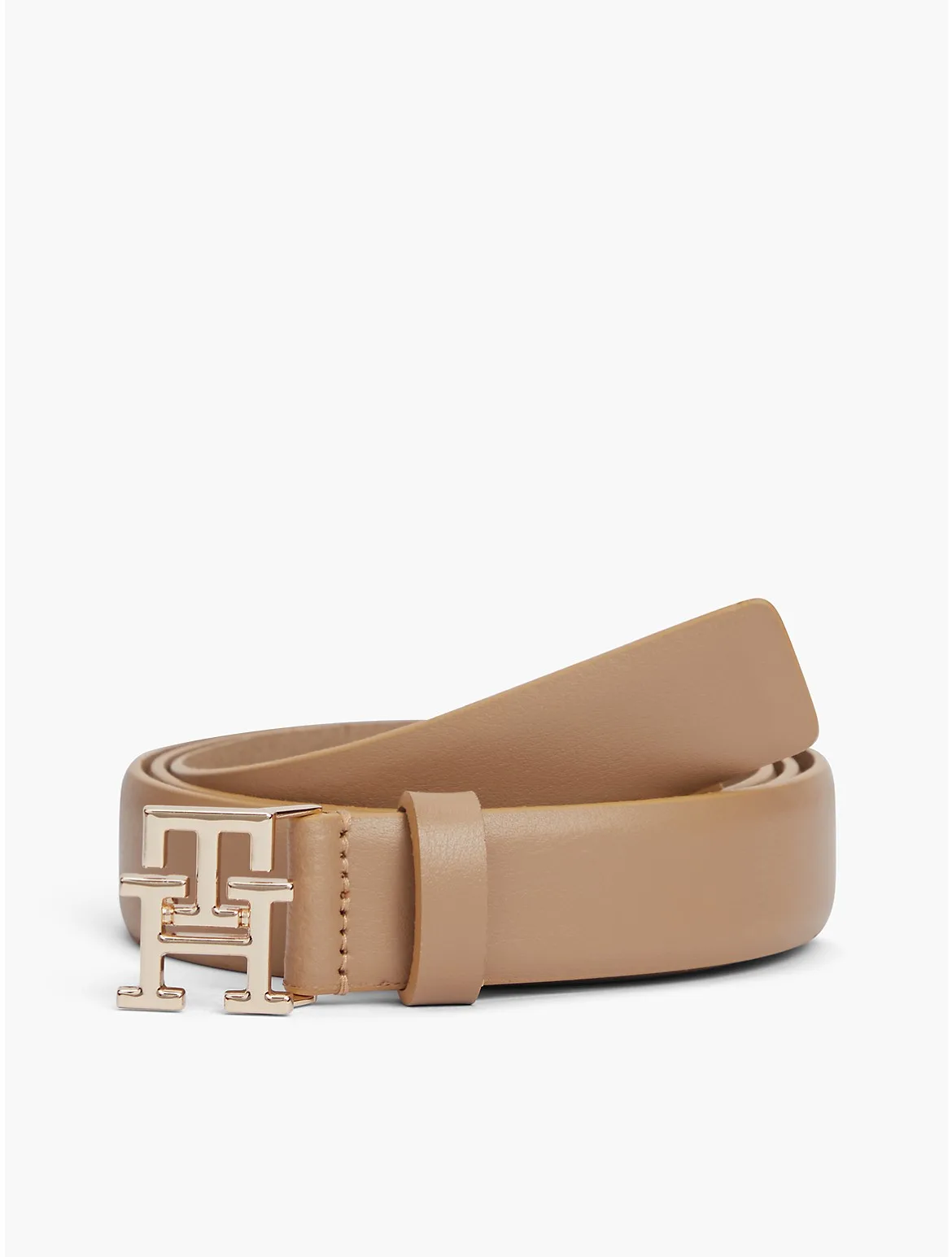 Monogram Buckle Smooth Leather Belt by Tommy Hilfiger