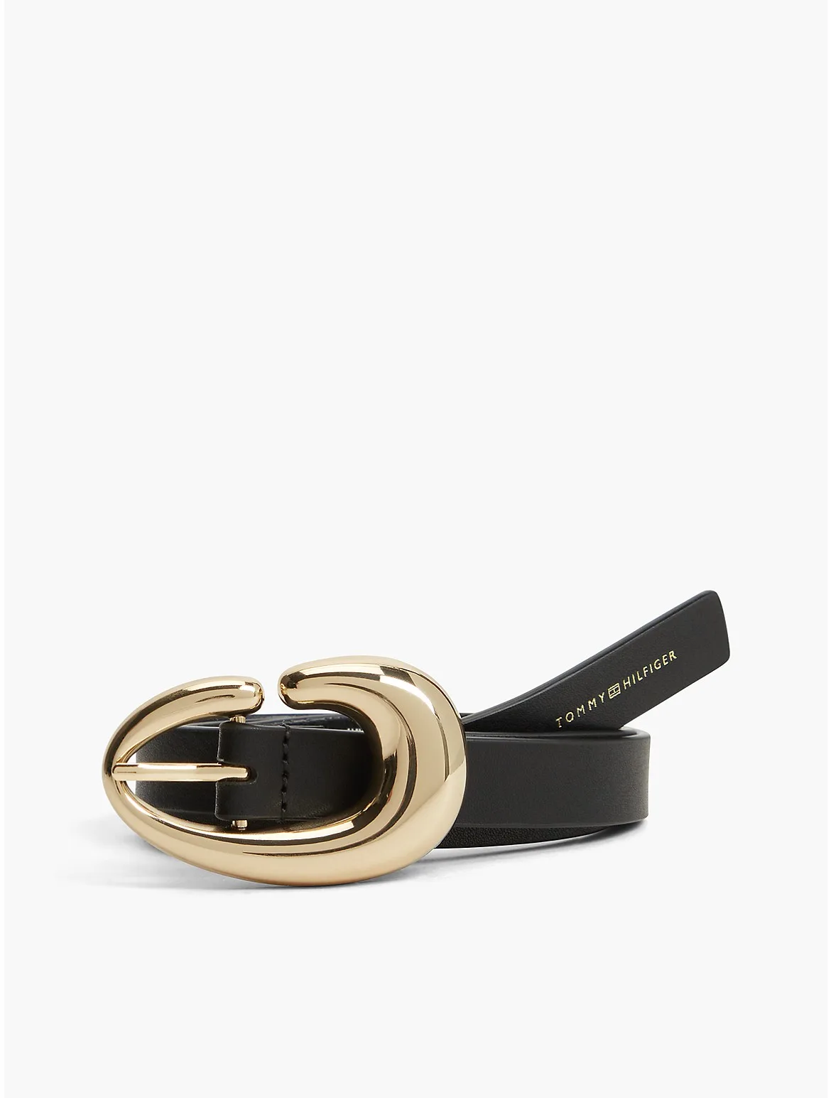 Abstract Buckle Leather Belt by Tommy Hilfiger