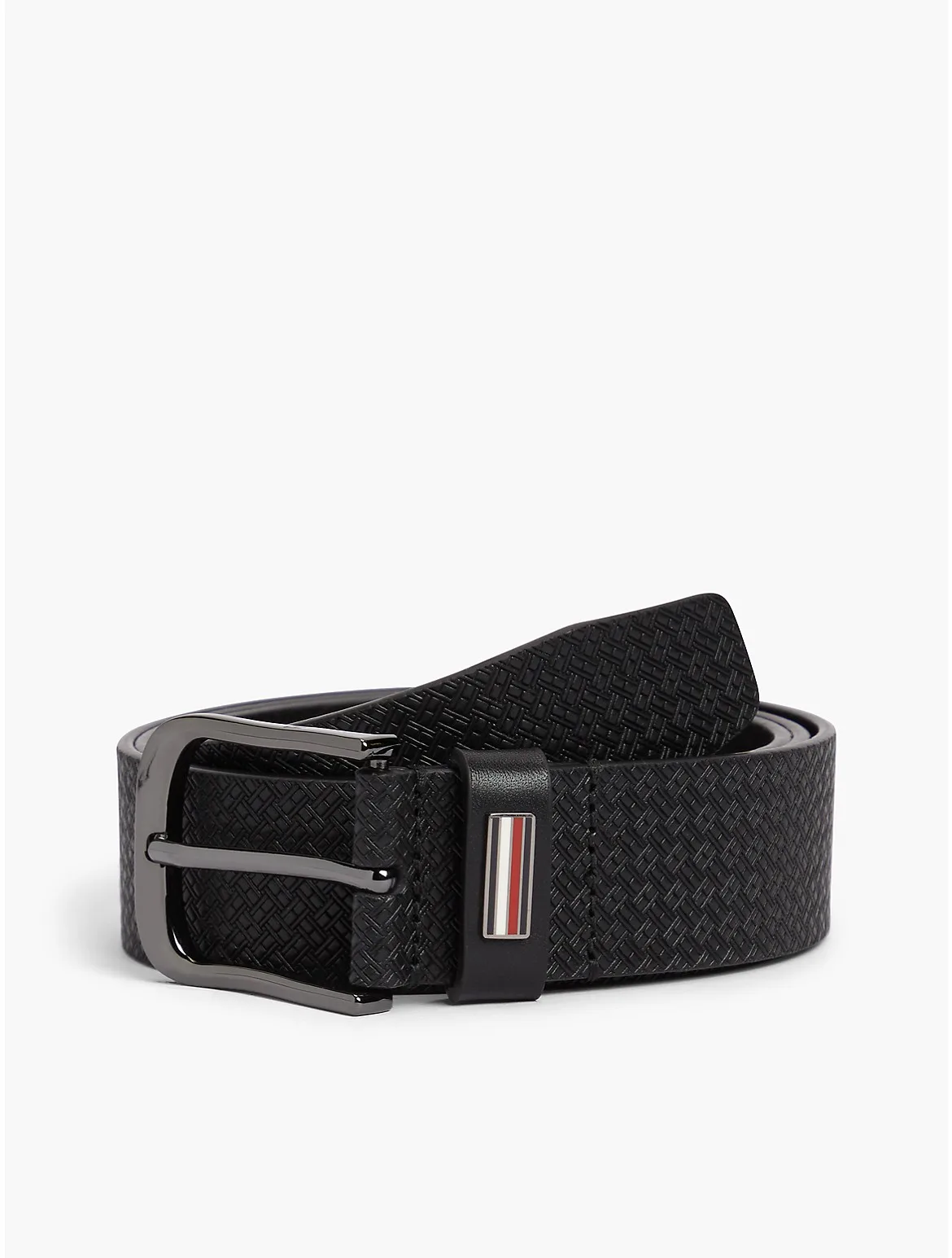 Square Buckle Allover Flag Leather Belt by Tommy Hilfiger