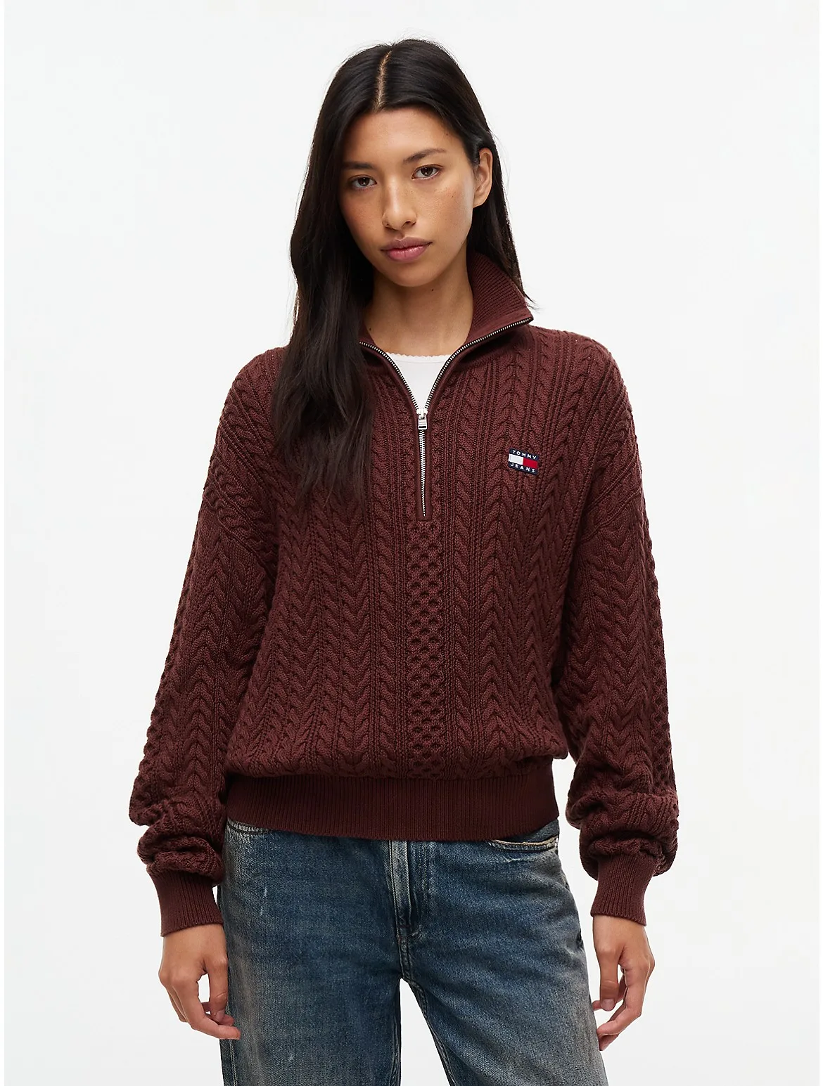 Tommy Jeans Cable Quarter-Zip Sweater by Tommy Hilfiger