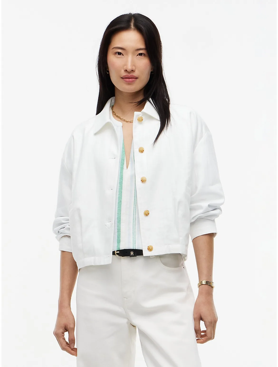 Relaxed Linen-Blend Bomber Jacket by Tommy Hilfiger