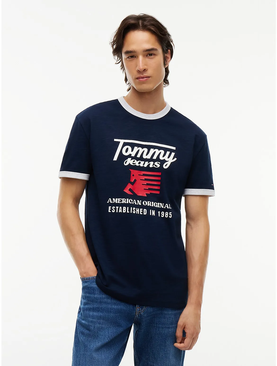 Tommy Jeans Pegasus Logo Ringer T-Shirt by Tommy Hilfiger